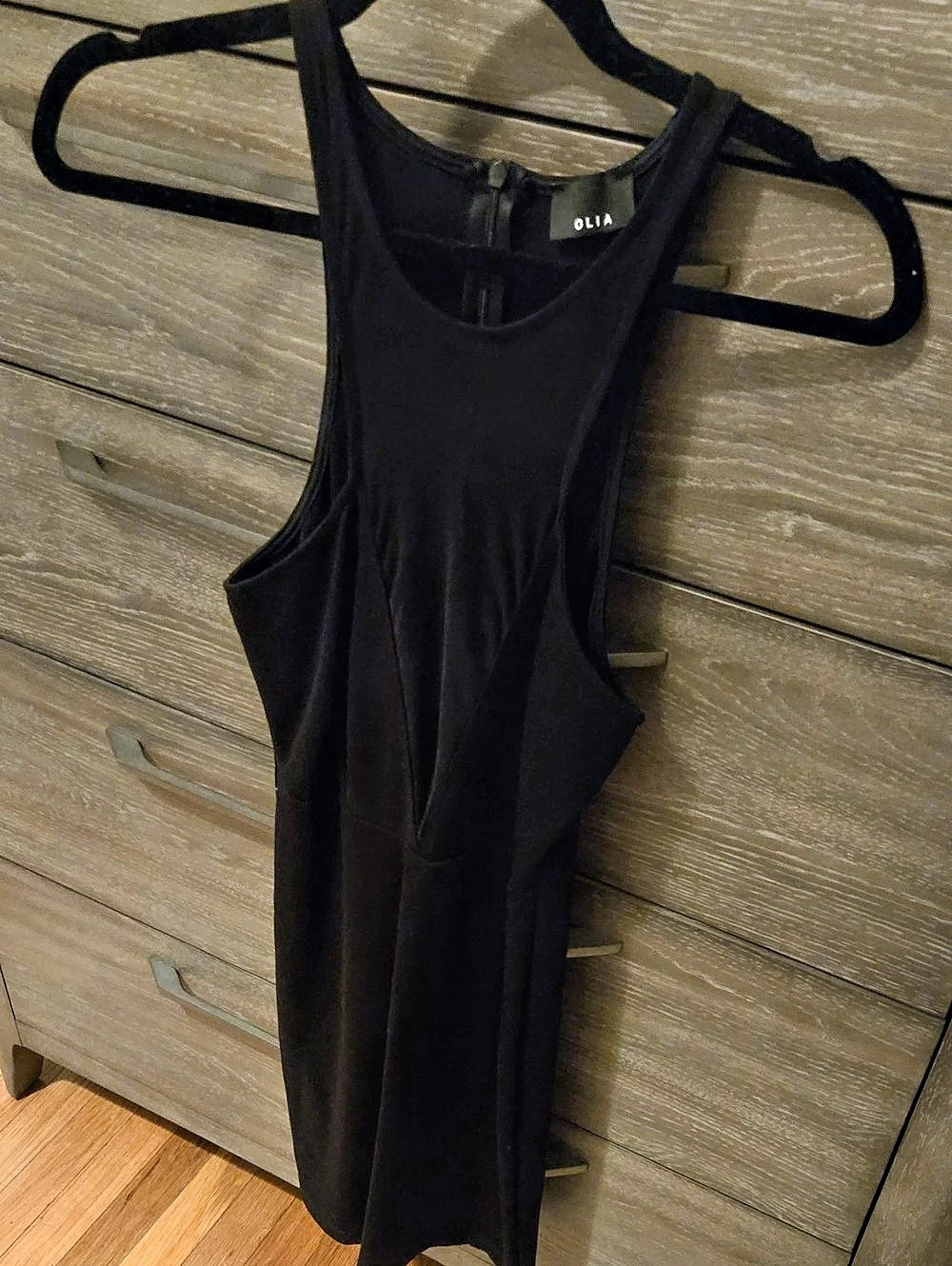 OLIA Black Mesh Panel Maxi Dress Like New